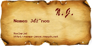 Nemes János névjegykártya